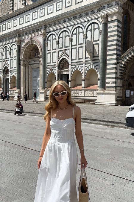 Exploring beautiful Florence 🤍 I love this white cotton poplin sundress - it’s so flattering light and comfortable! Will def be wearing all summer

Use code SOPHIE15 for the EF Collection earrings ✨

Sizes worn here:
Dress XS (TTS)

#LTKTravel