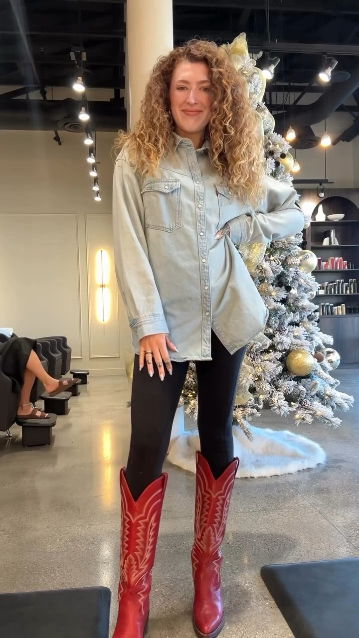 Devin long sleeve, leggings jumpsuit, revivals, red cowboy boots

#shouldawenttojada #lasvegashairstylist #hairhousesocial #fitcheck #hairstylistootd #trendyoutfits #nfrlasvegas #nfrfashion #tecovas #cowboyboots #redcowboyboots