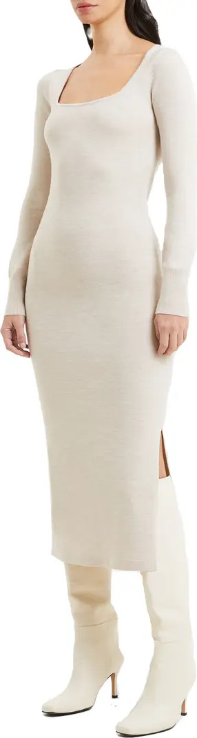 French Connection Babysoft Square Neck Long Sleeve Midi Dress | Nordstrom | Nordstrom