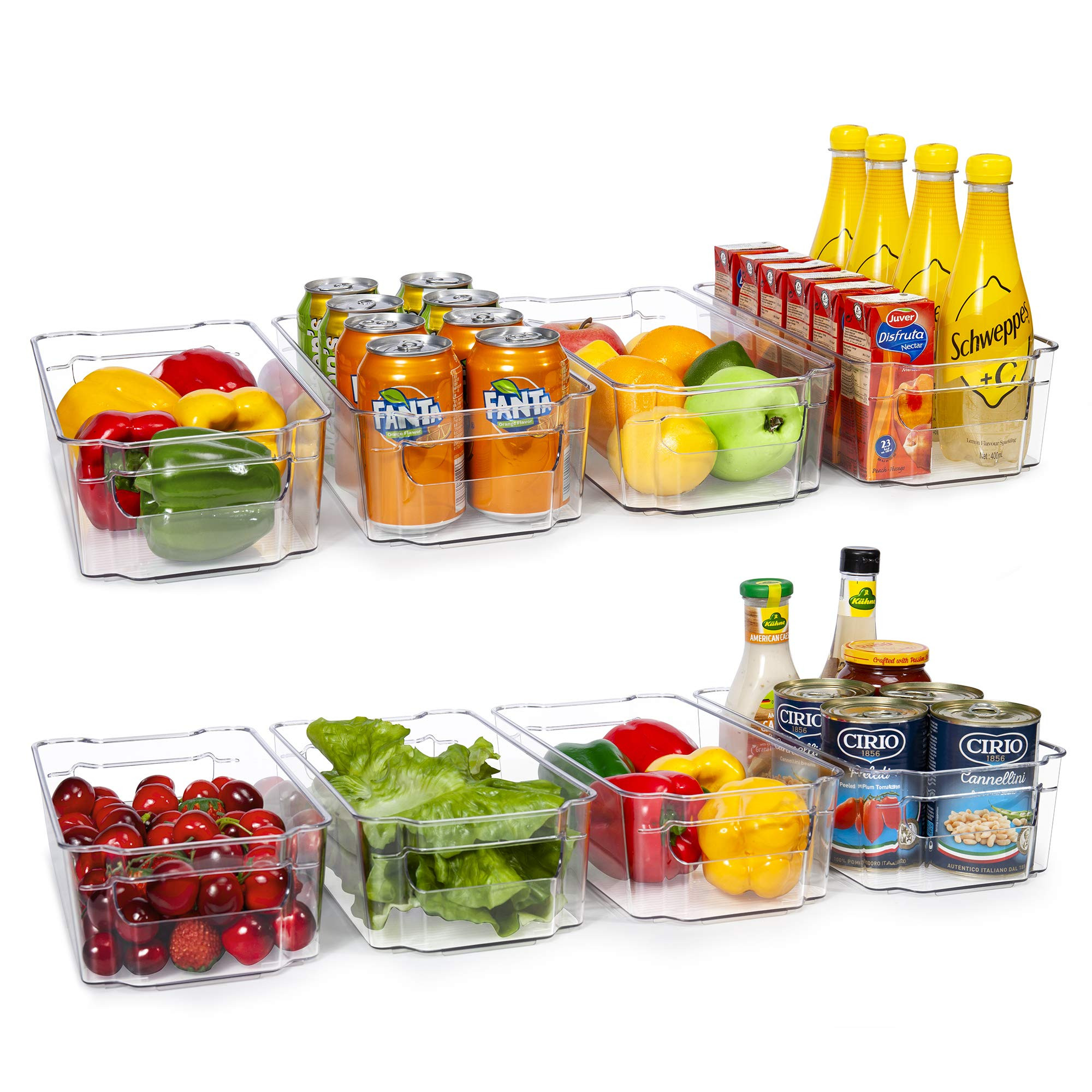 HOOJO Refrigerator Organizer Bins - 8pcs Clear Plastic Bins For Fridge, Freezer, Kitchen Cabinet,... | Amazon (US)