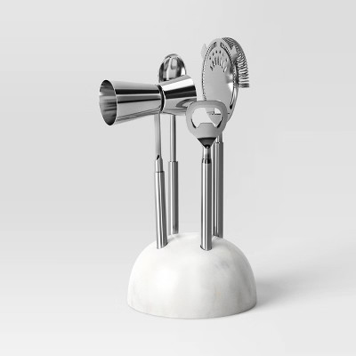 4pc Stainless Steel Barware Set with Marble Stand - Threshold™ | Target