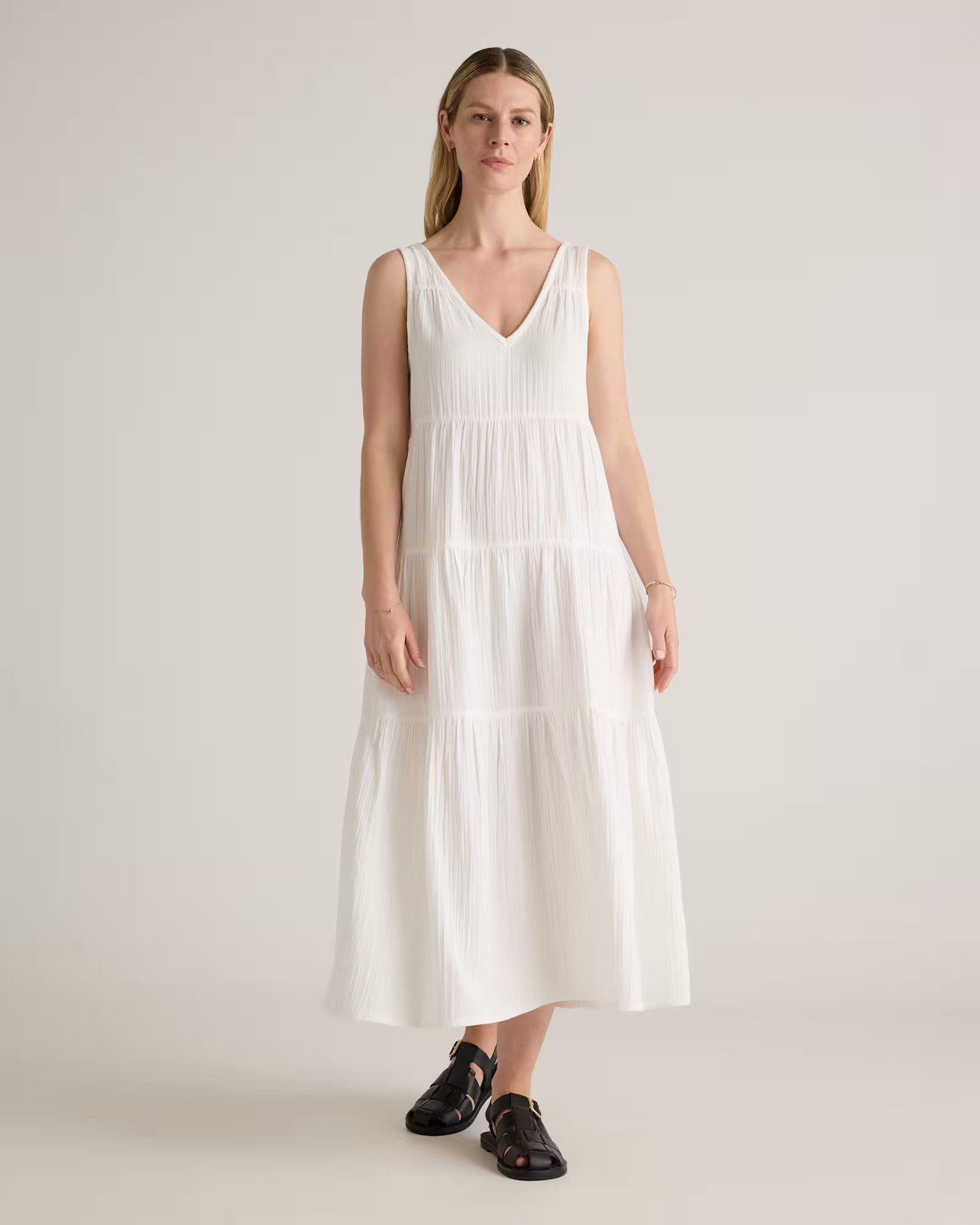 100% Organic Cotton Gauze Tiered Maxi Dress | Quince