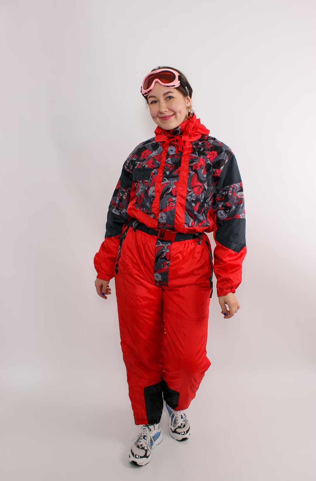 Red one piece ski suit, vintage 90s snowsuit, retro women ski jumpsuit, Size M | Etsy (CAD)
