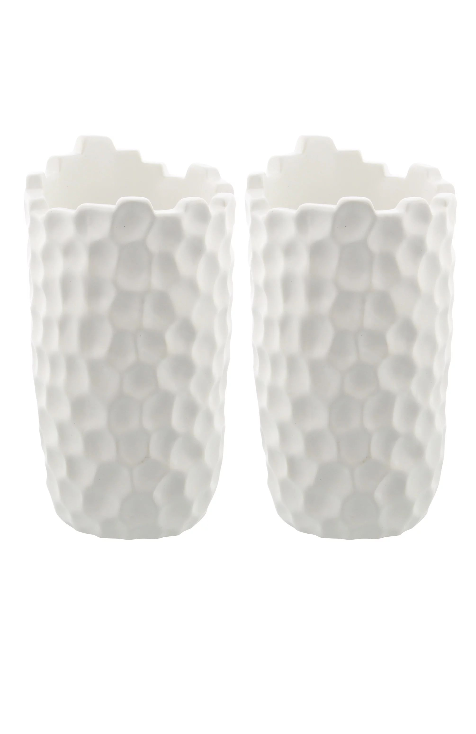 DecMode 5"W, 9"H Porcelain Contemporary Vase, White, 2 - Pieces - Walmart.com | Walmart (US)