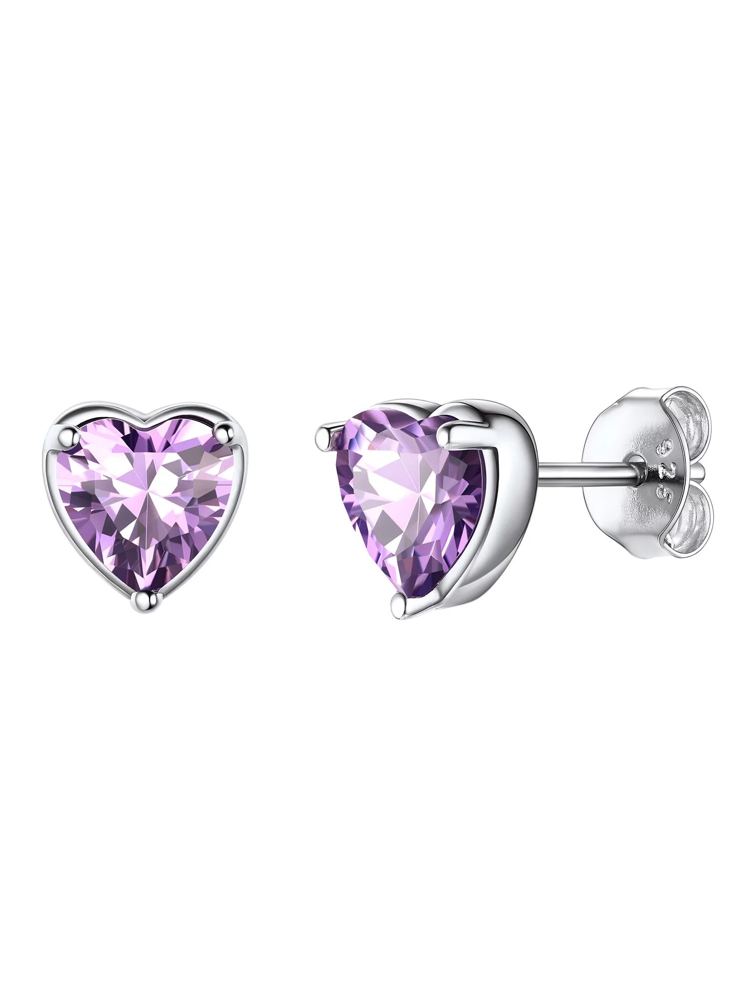 ChicSilver Heart Stud Earrings June Birthstone Jewelry for Women, Hypoallergenic Sterling Silver ... | Walmart (US)