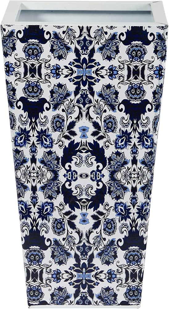 Nearly Natural 18in. Oriental Blue and White Classic Metal Planter | Amazon (US)