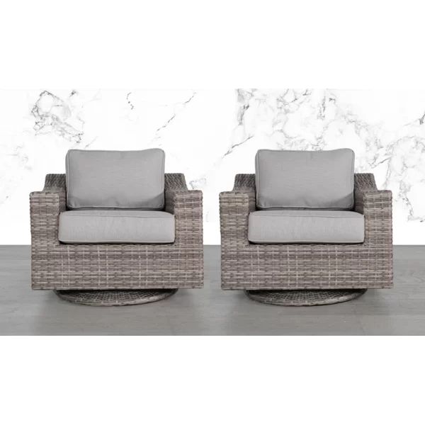 Wynona Club Swivel Patio Chair with Cushions (Set of 2) | Wayfair Professional