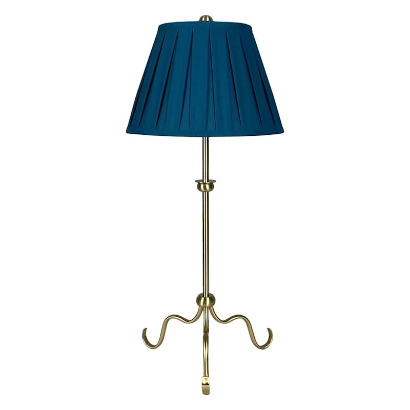 Gold Metal Table Lamp with Teal Shade, Large | At Home