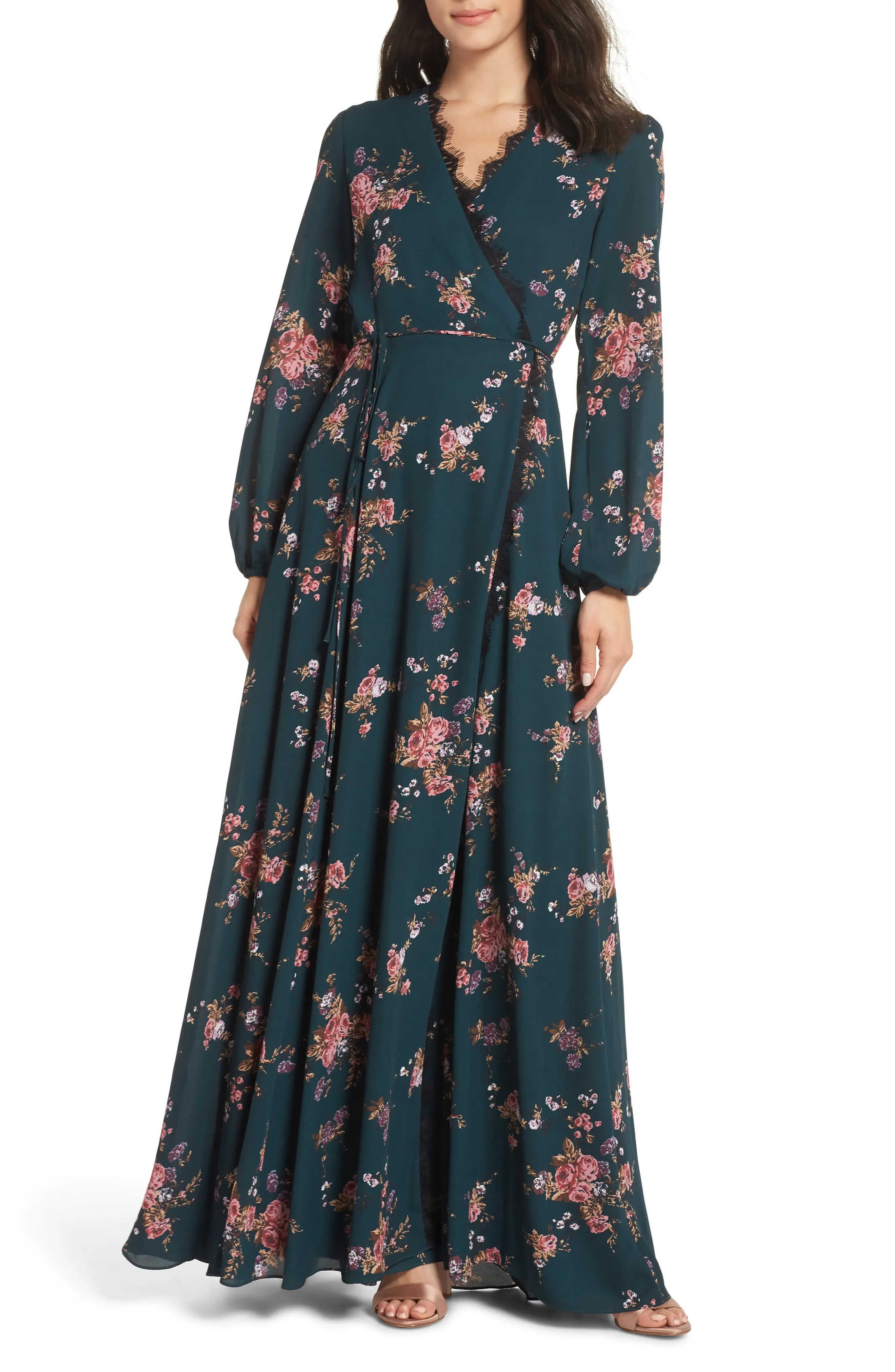 WAYF The Violet Floral Print Wrap Gown | Nordstrom