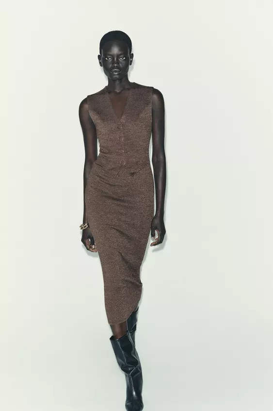 BUTTON MIDI DRESS | Zara US