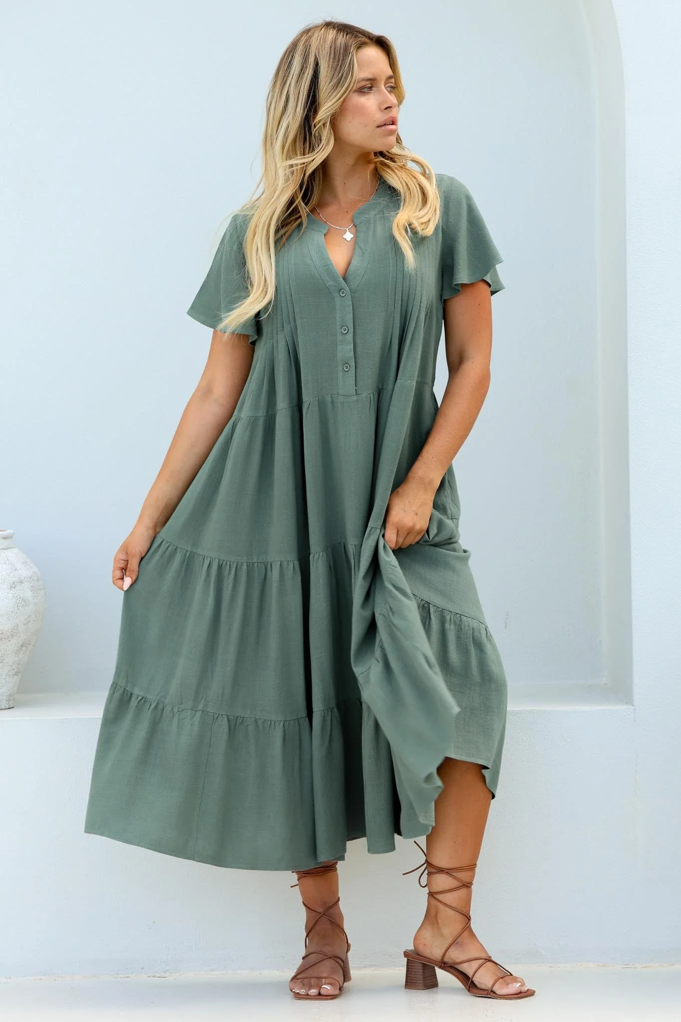 Shop Peggy Midi Dress - Green: Dresses | saltycrush.com | Salty Crush