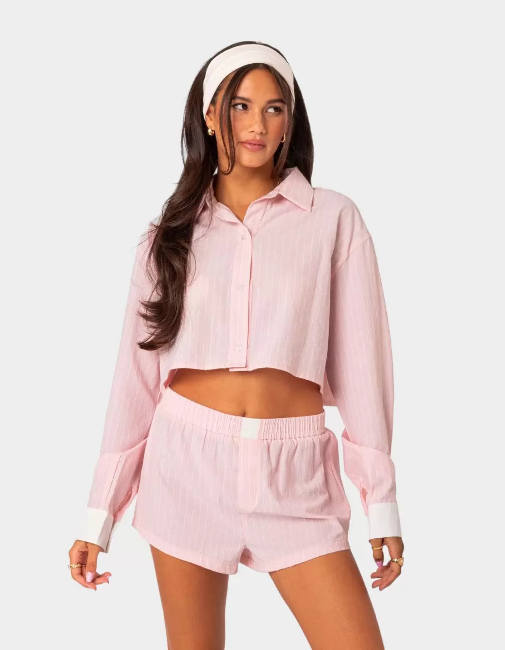 EDIKTED Lea Cropped Button Up Shirt | Tillys