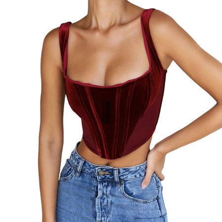 Douhoow Womens Tank Top Red Crop Top Summer Vintage Sleeveless Backless Streetwear Vest | Walmart (US)