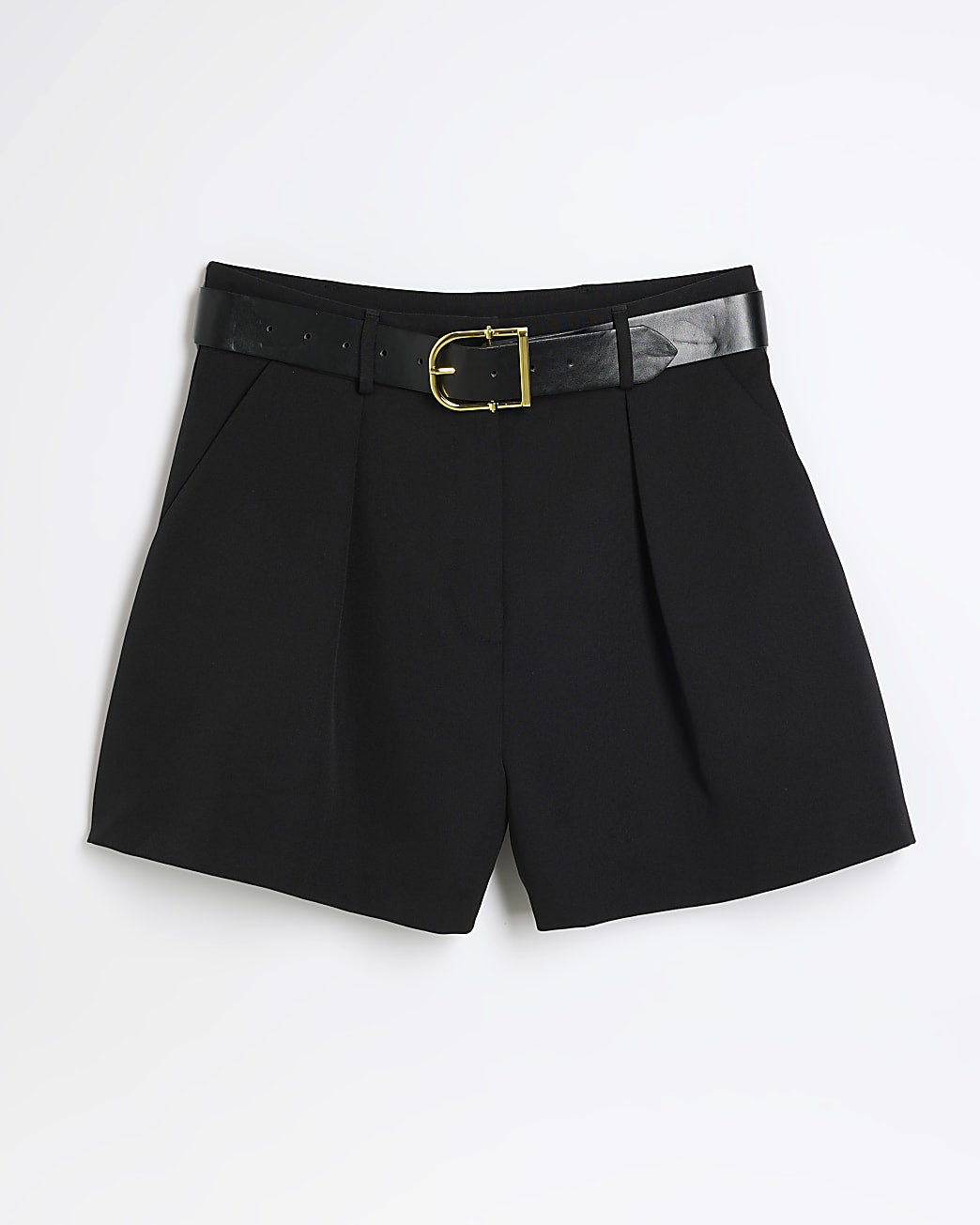 Black Belted Structured Shorts | River Island UK & IE