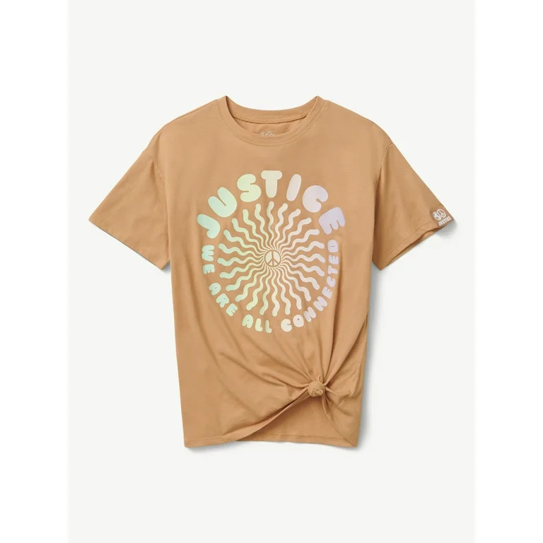 Justice Girl's Earthy Vibes Short Sleeve Oversized T-Shirt, Sizes XS-XLP | Walmart (US)