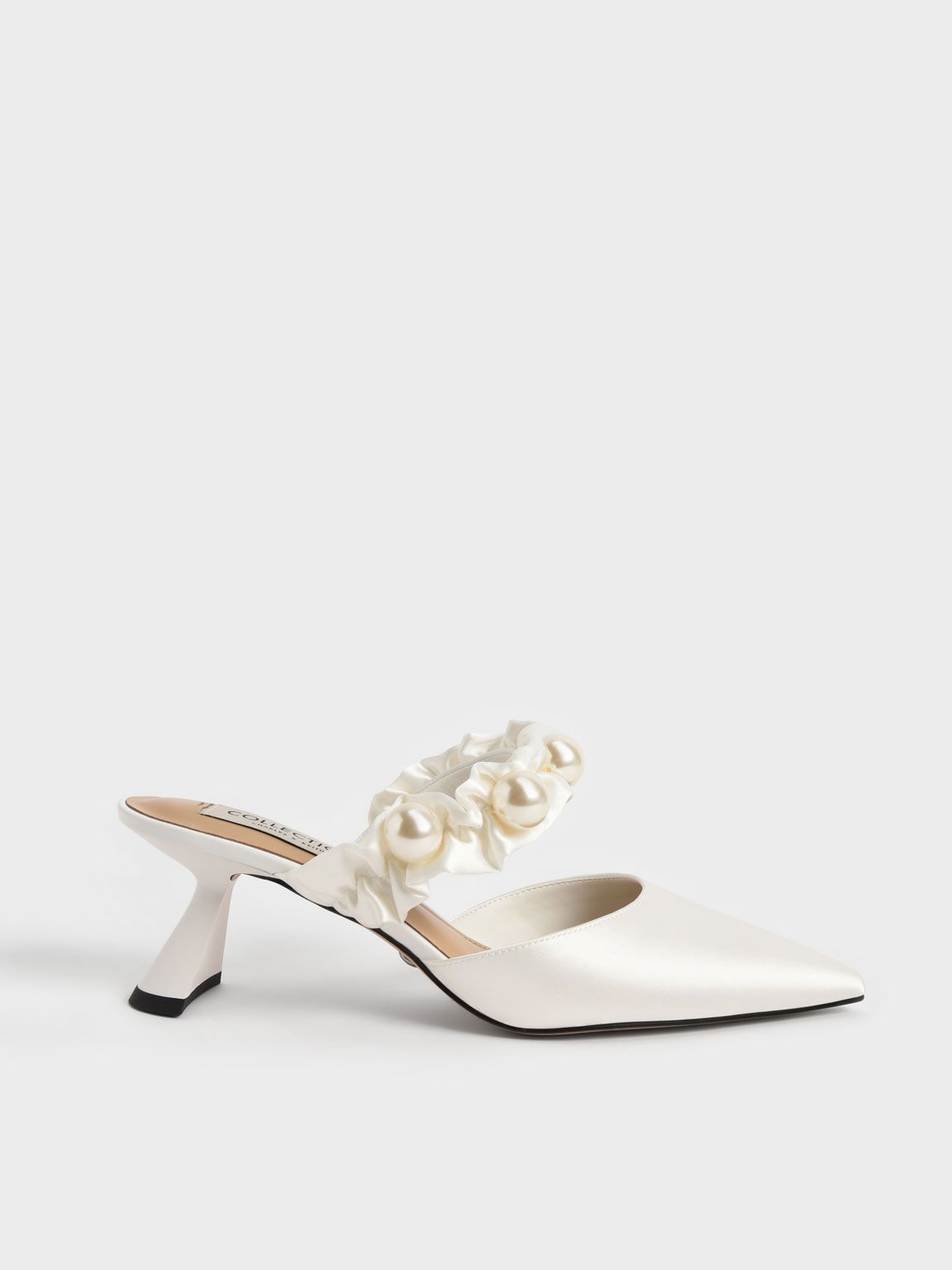 Blythe Bead Embellished Satin Pumps
 - White | Charles & Keith US
