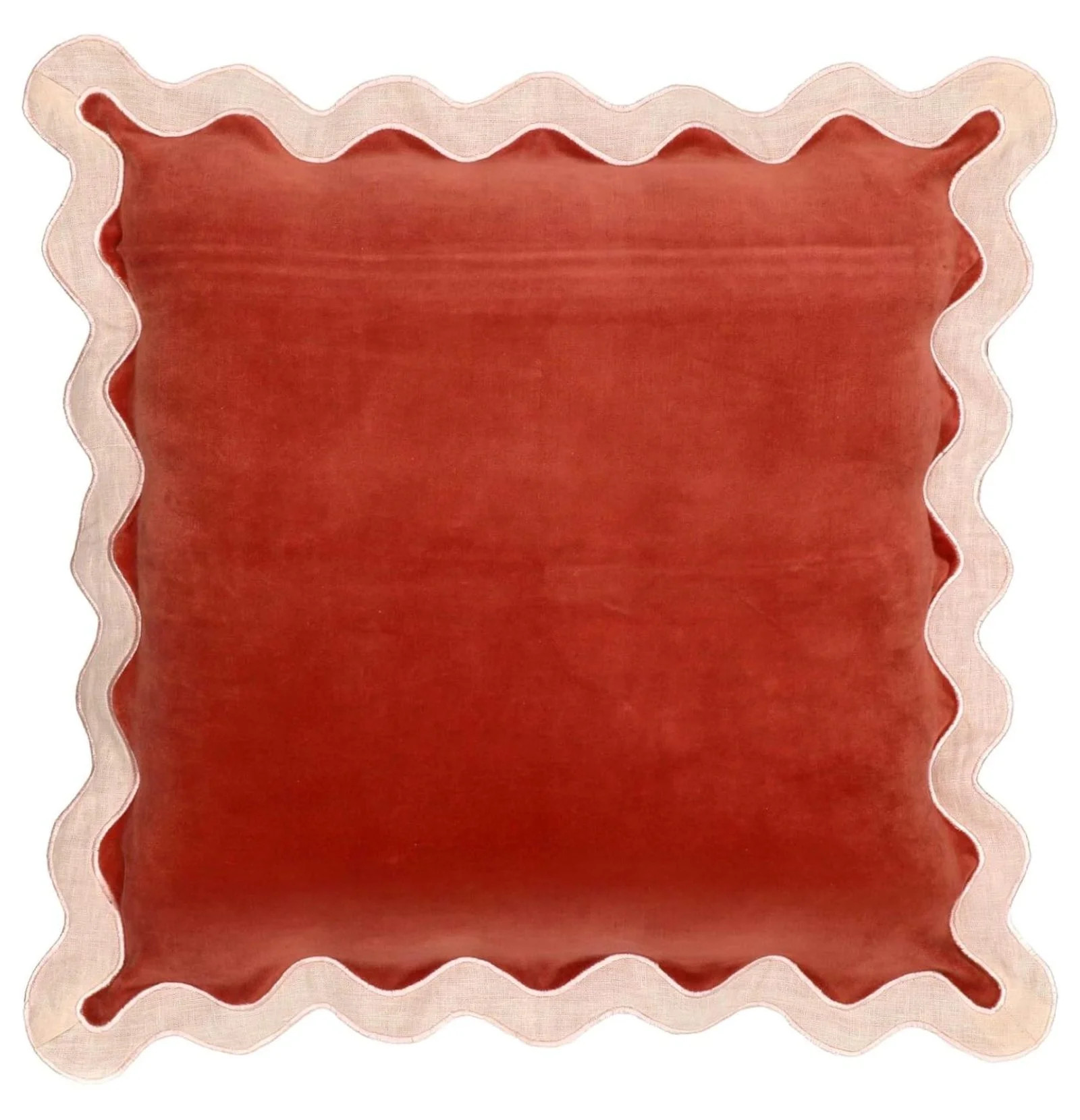 Scalloped Edge Cream and Rust Cotton Velvet Throw Pillow | Walmart (US)