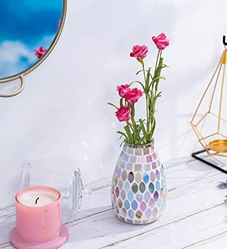 Small Flower Vase for Home Decor, 5" Mosaic Handmade Table Centerpiece Mosaic Accent Container for O | Amazon (US)