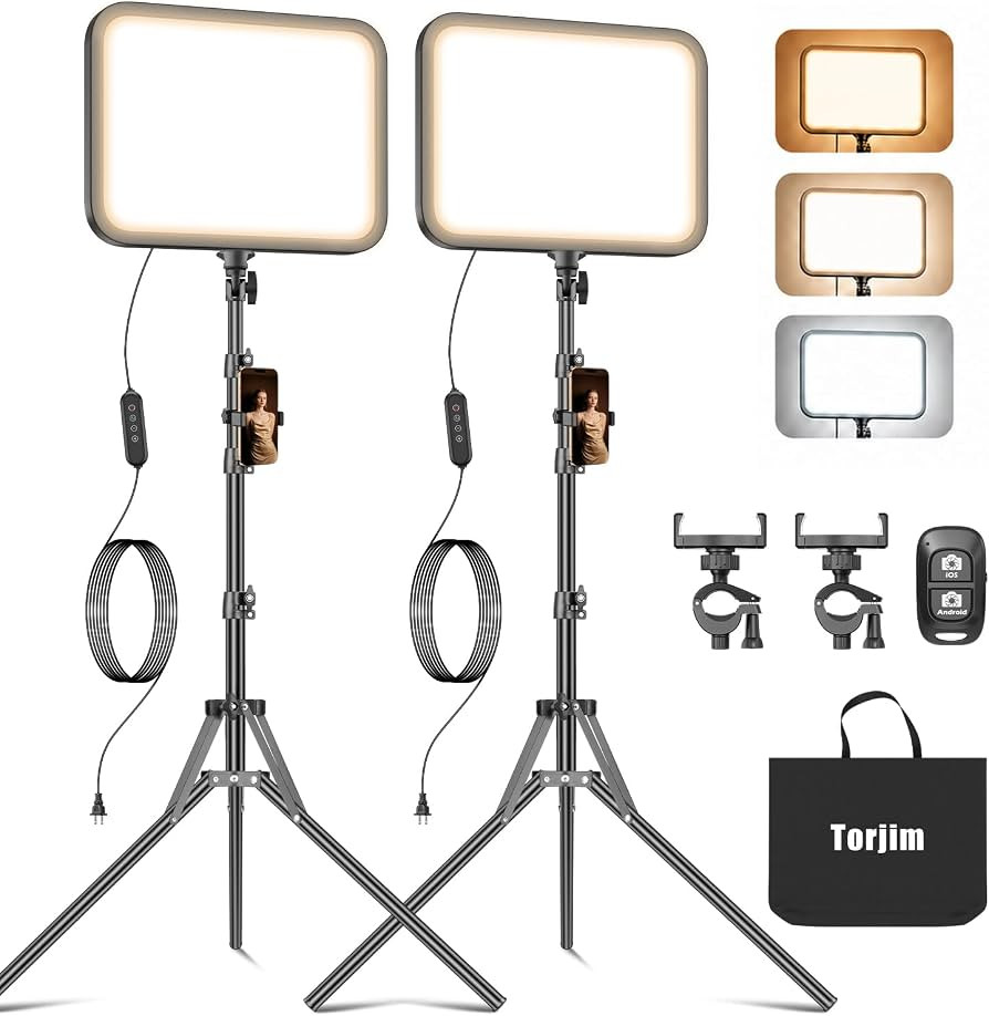 Studio Lights with Tripod Stand & Phone Holder | 3000-6500K Adjustable Photography Lighting for Y... | Amazon (US)