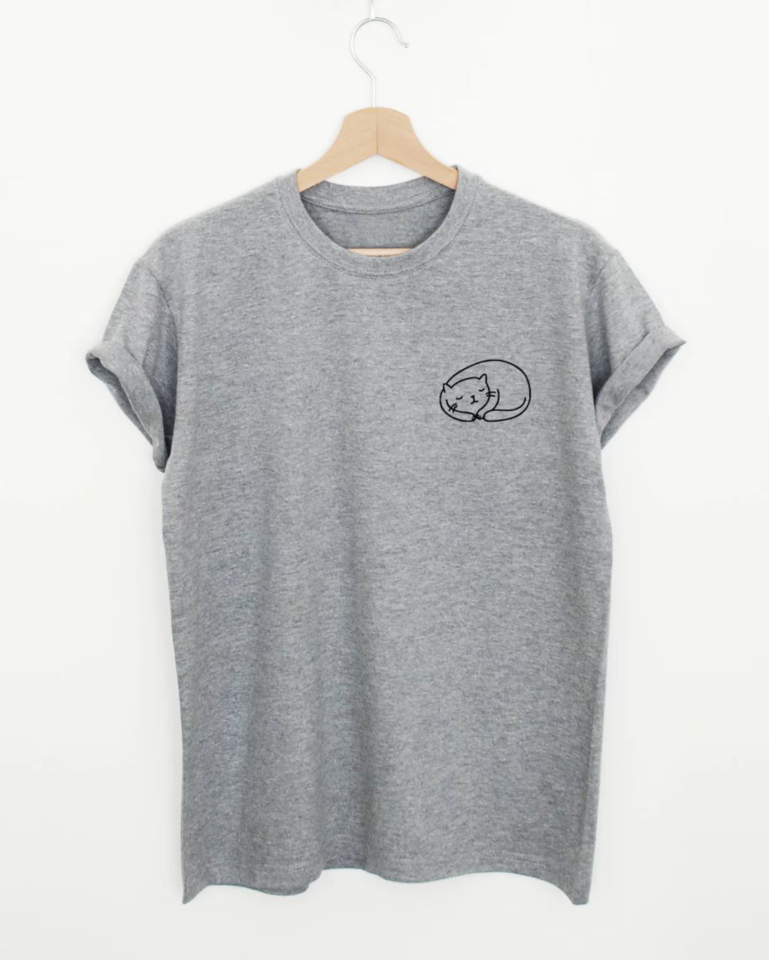 Pocket cat print T-shirt, cute sleeping cat shirt, funny womens or unisex pocket cat shirt, cat o... | Etsy (US)