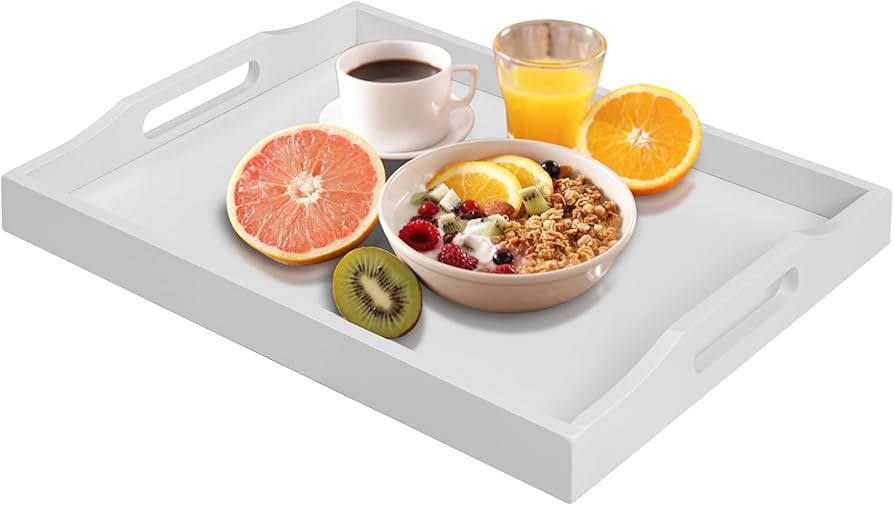 Bamboo Food Serving Tray with Handles, Breakfast Bed Tray for Tea,Snack,Dinner, Home Decorative S... | Amazon (US)
