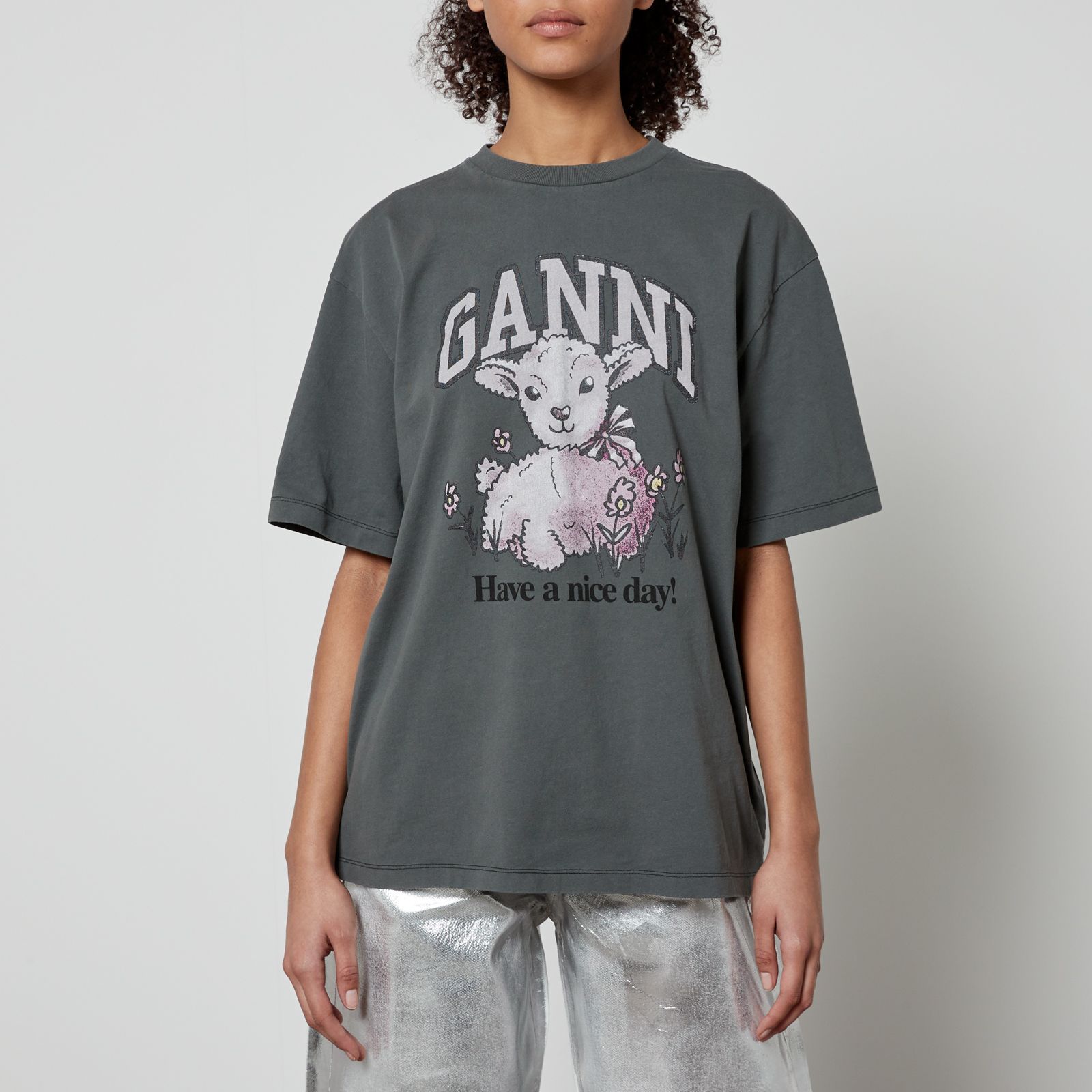 Ganni Future Lamb Cotton T-Shirt | Coggles | Coggles (Global)