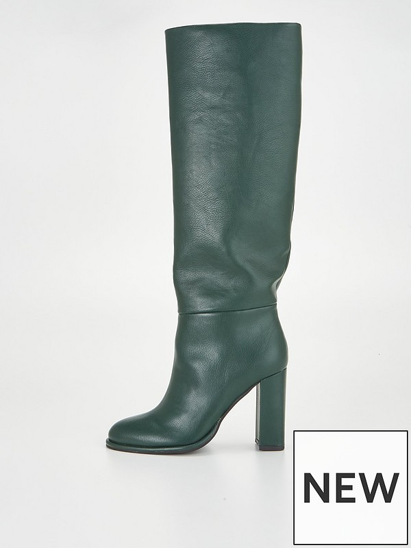 V by Very Block Heel Straight Leg Knee Boot - Green | Very (UK)