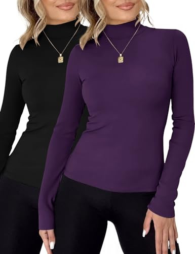 Rapbin Womens Long Sleeve Mock Turtleneck Tops Knit Basic Stretch Fitted Pullover Lightweight The... | Amazon (US)