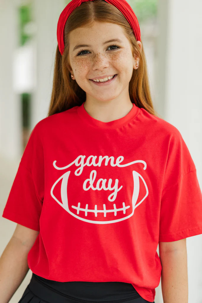 Girls: It's Game Day Red Graphic Tee | The Mint Julep Boutique