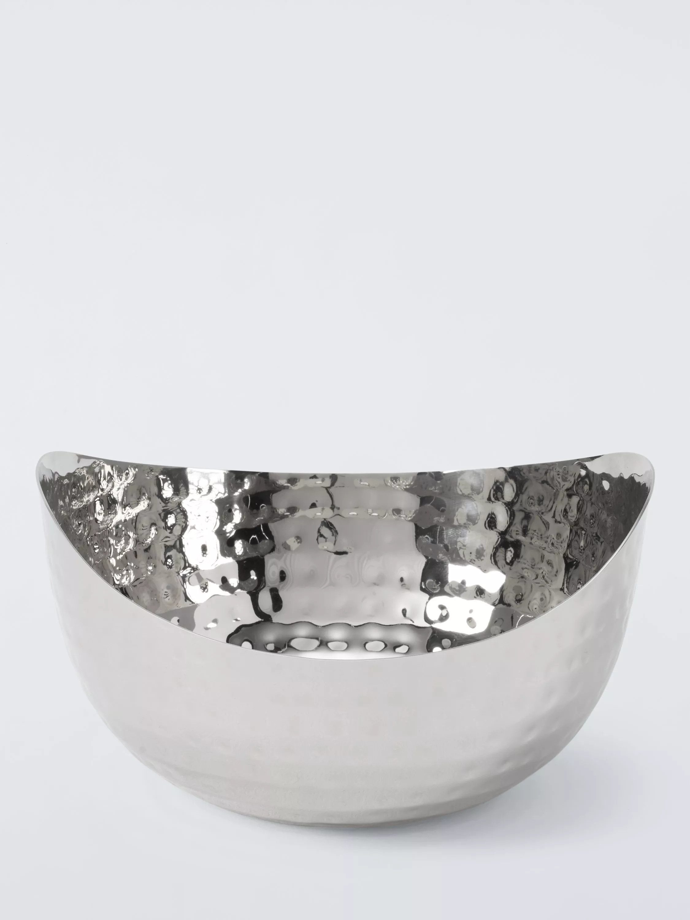 John Lewis Hammered Stainless Steel Angled Serving Bowl, Silver | John Lewis (UK)
