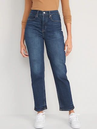 Extra High-Waisted Button-Fly Sky-Hi Straight Jeans for Women | Old Navy (US)