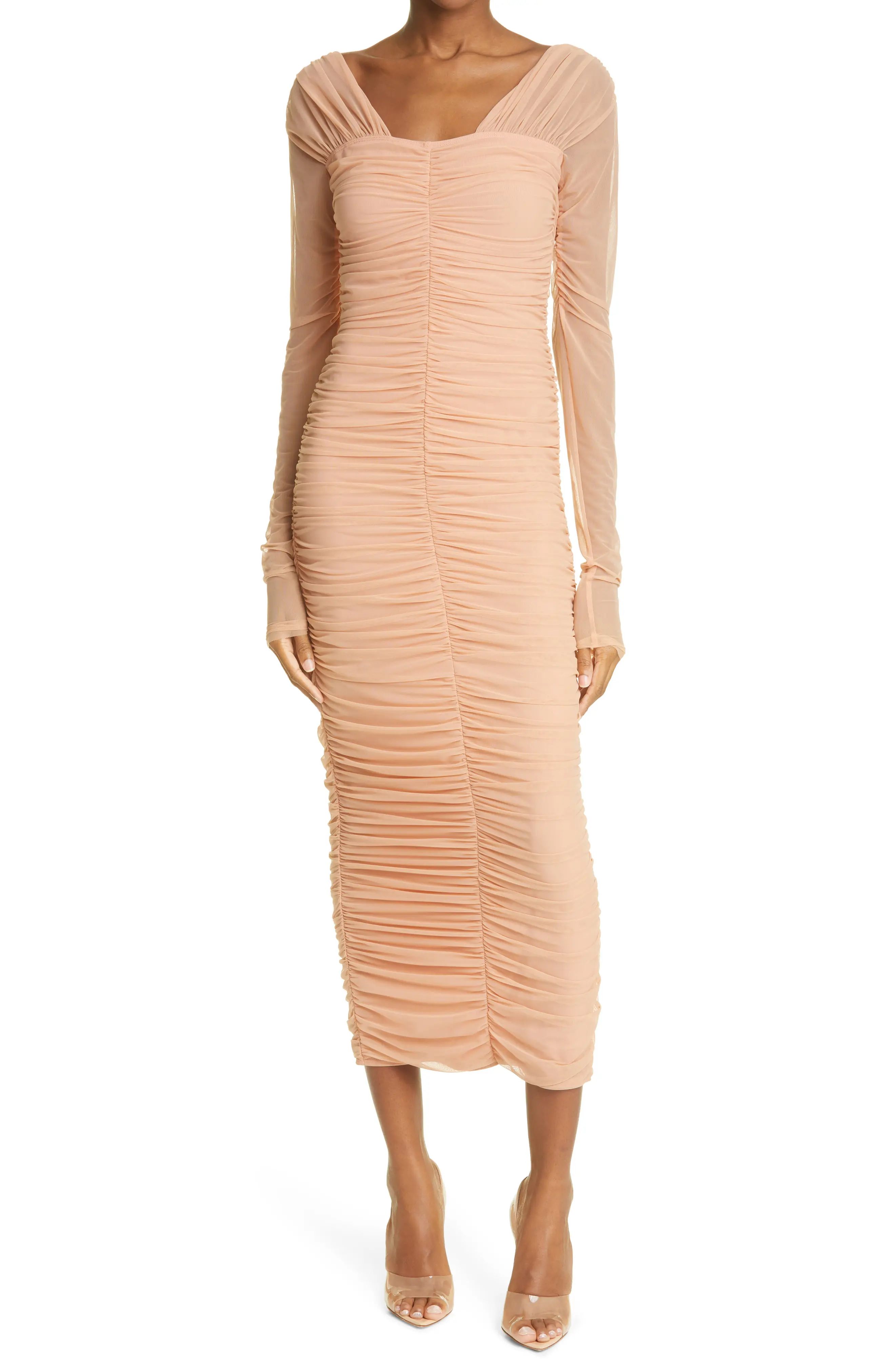 A.L.C. Jackie Long Sleeve Ruched Dress in Dusty Coral at Nordstrom, Size X-Small | Nordstrom