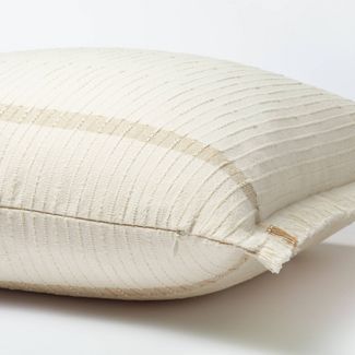 Woven Striped Textured Square Throw Pillow Cream/Camel - Threshold™ designed with Studio McGee | Target