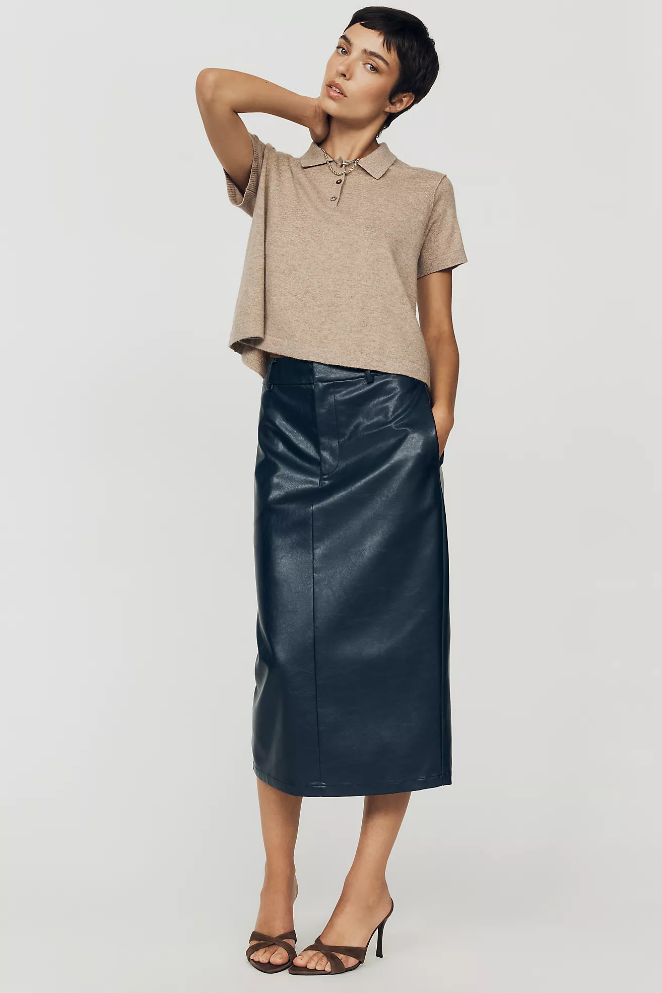 Mare Mare Faux-Leather Midi Pencil Skirt | Anthropologie (US)
