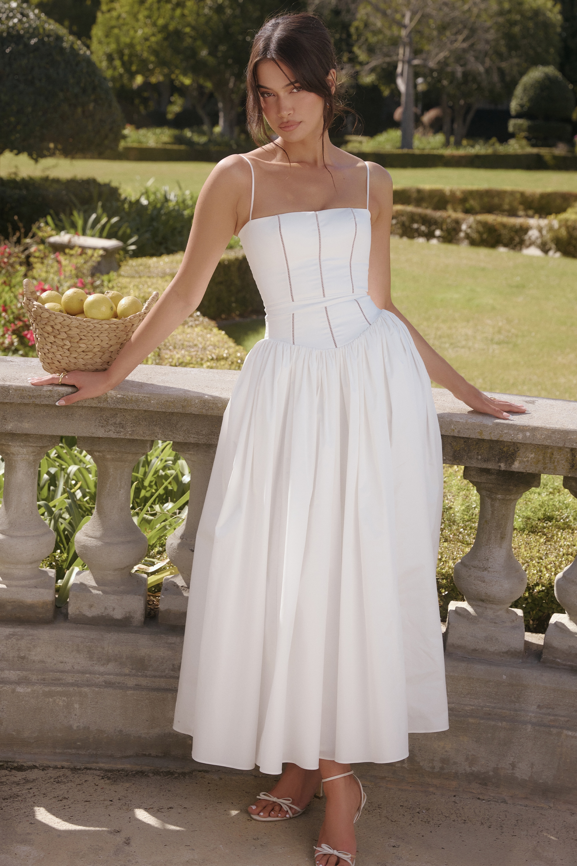 white cotton maxi sundress | House of CB