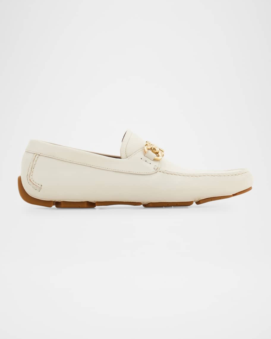 Ferragamo Men's Parigi Leather Gancini-Bit Driver Loafers | Neiman Marcus
