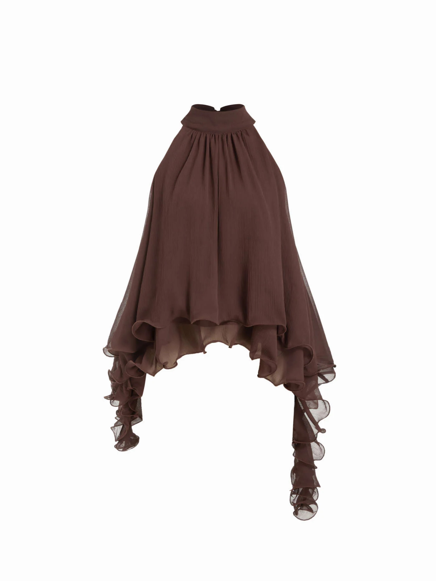 Chiffon Halter Neck Ruffle Hem Oversized Blouse | Cider