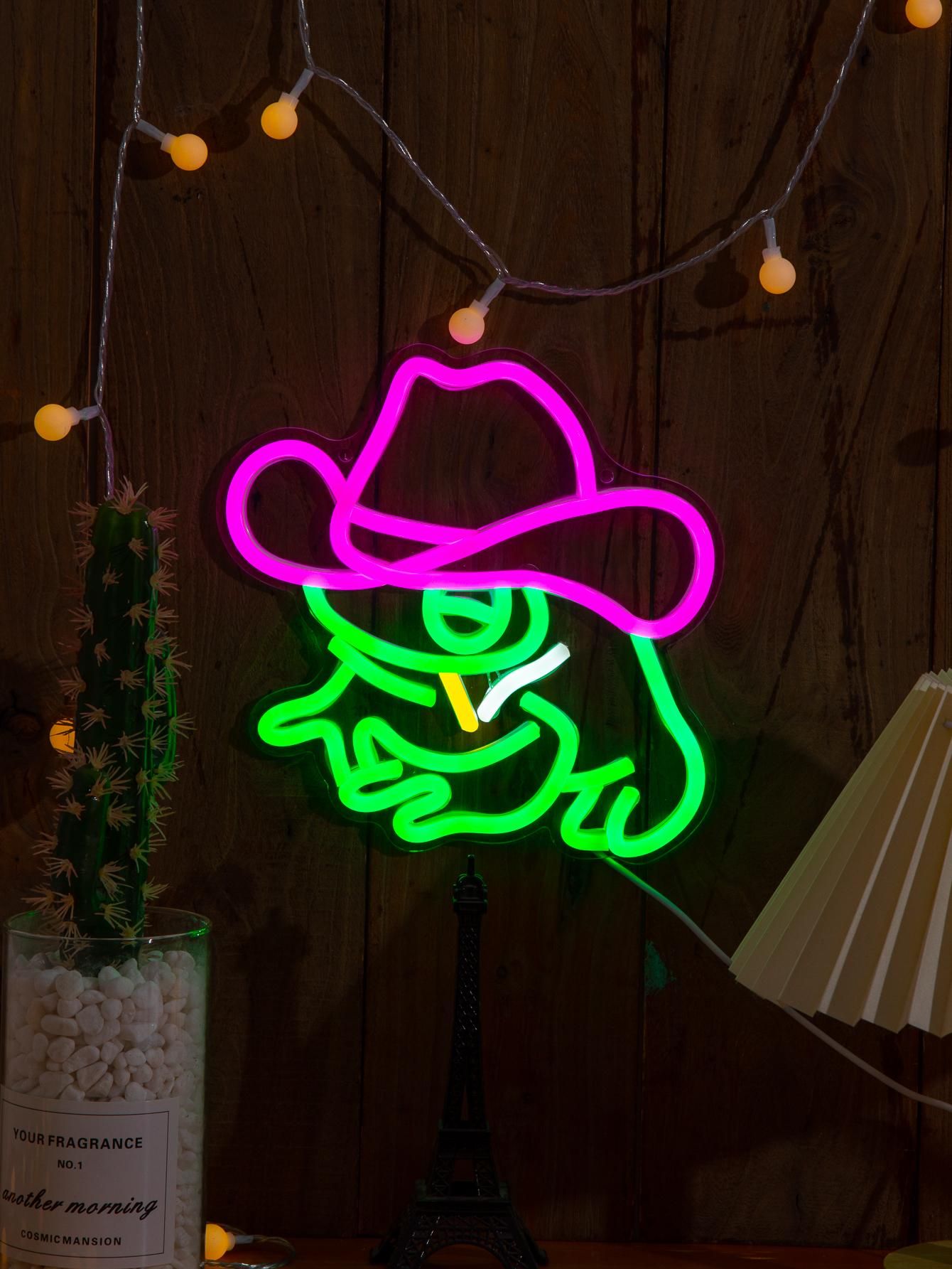 1pc Cowboy Frog Neon Light for home, Party Decor | SHEIN
