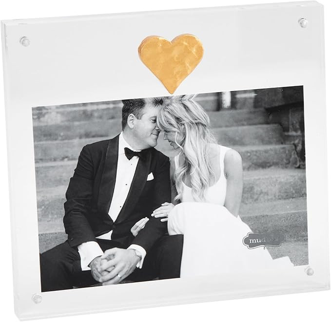 Amazon.com - Mud Pie Acrylic Frame With Gold Heart; 6 1/2" x 7" | Amazon (US)