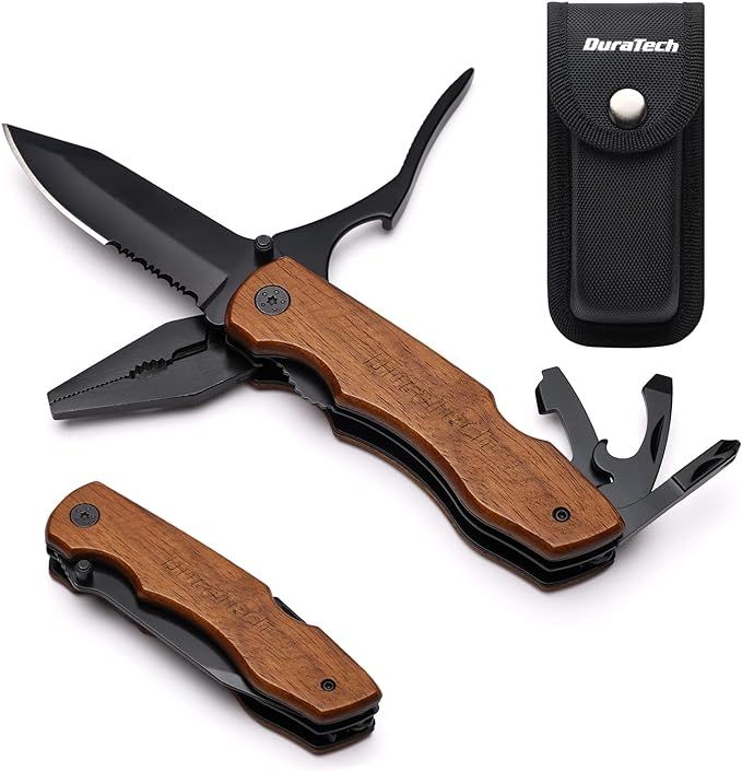 DURATECH 9-in-1 Multitool with Safety Locking, Wood Handle Pocket Multi Tool with Pliers Knife Bo... | Amazon (CA)