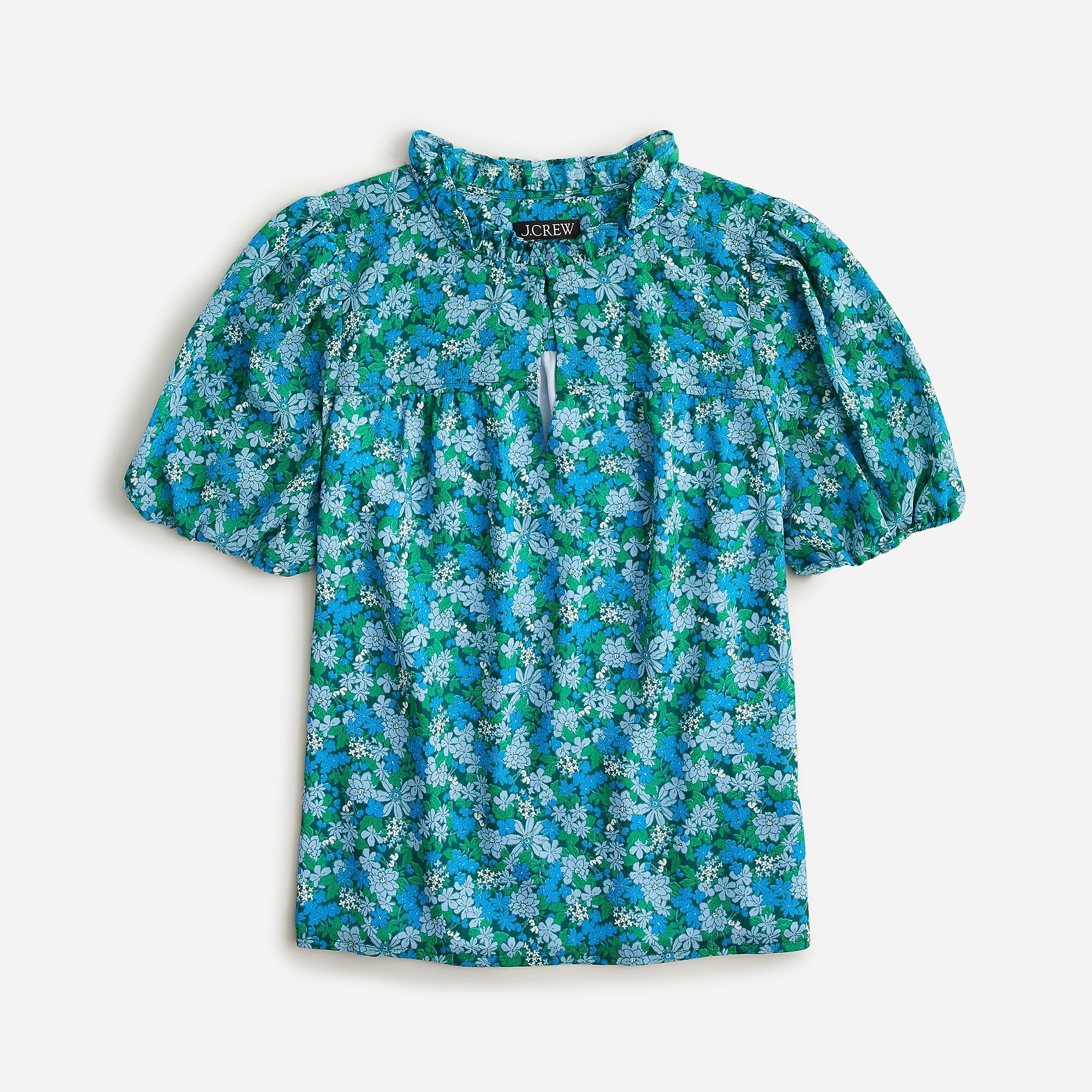 Ruffle-trim short-sleeve top in hyacinth fields | J. Crew US