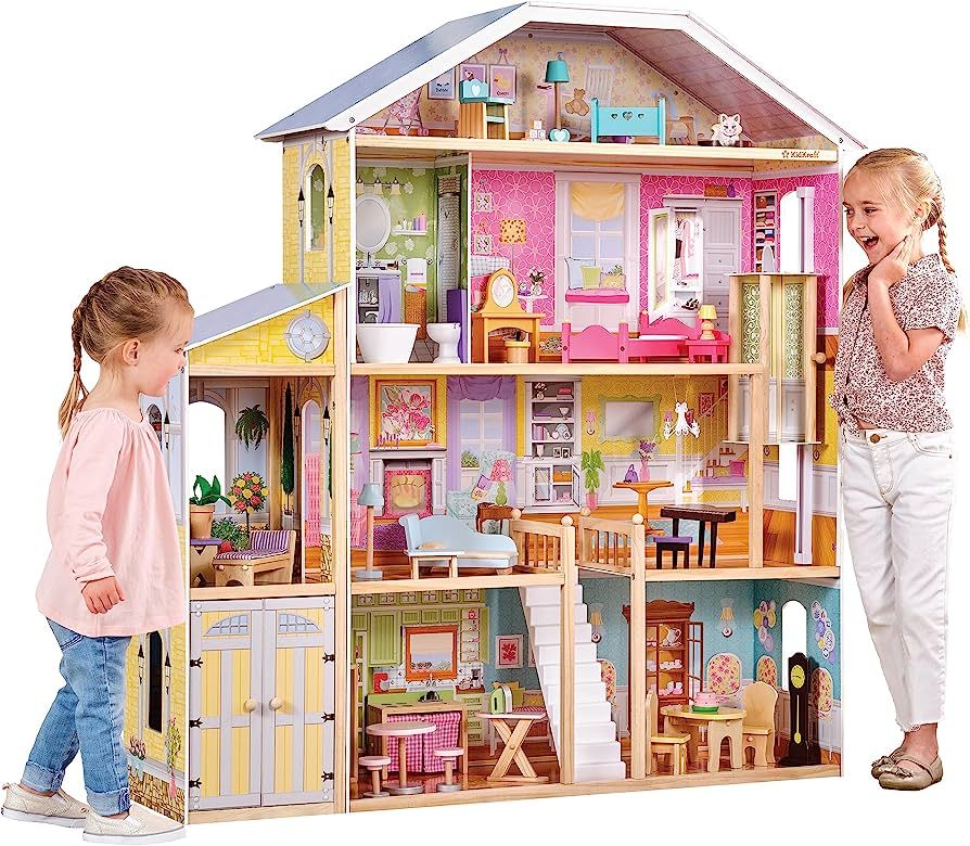 KidKraft Majestic Mansion Wooden Dollhouse with 34-Piece Accessories, Working Elevator and Garage... | Amazon (US)