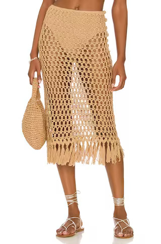 superdown Misty Crochet Midi Skirt in Sand from Revolve.com | Revolve Clothing (Global)