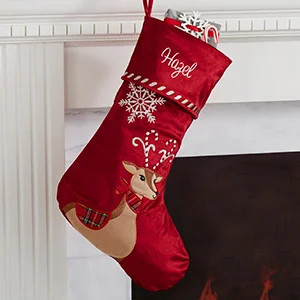 Candy Cane Reindeer Personalized Christmas Stocking | Personalization Mall