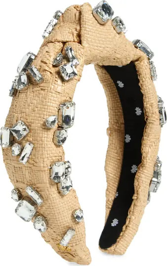 Lele Sadoughi Crystal Embellished Knotted Raffia Headband | Nordstrom | Nordstrom
