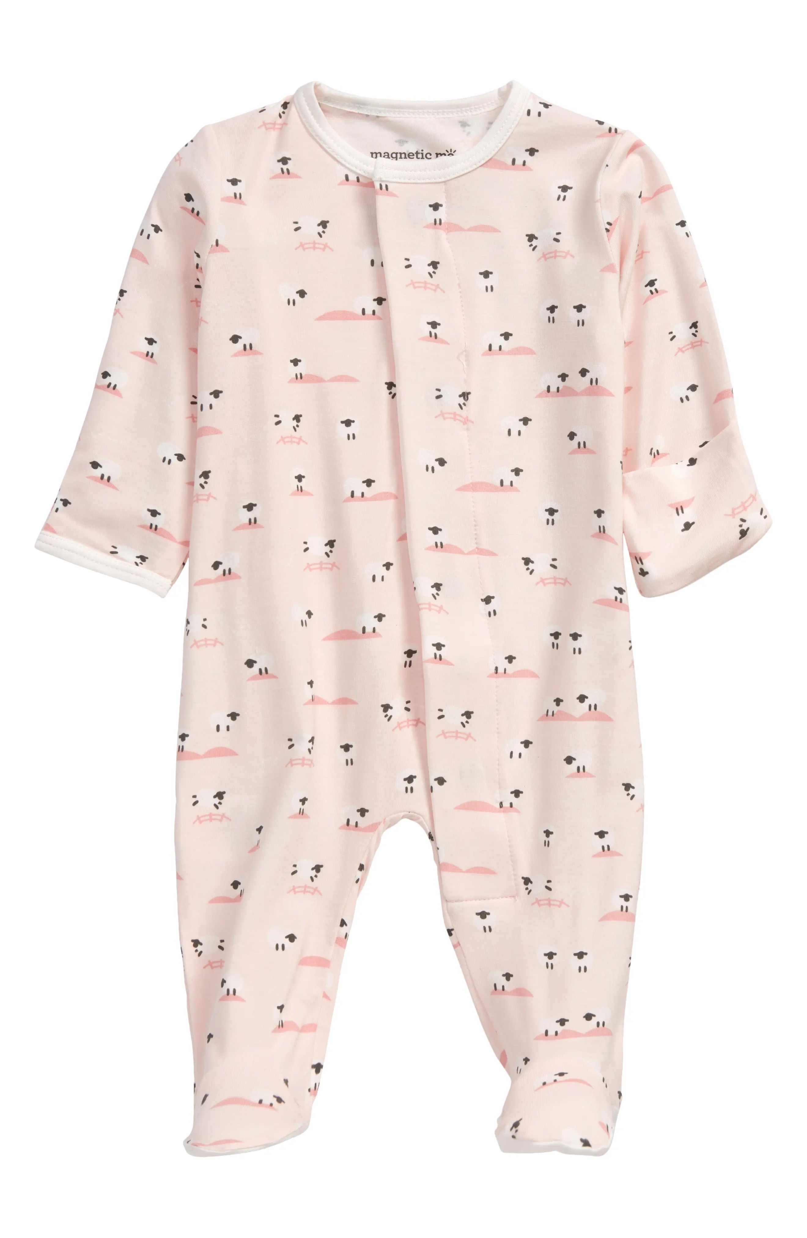 Magnetic Me Baa Baa Fitted One-Piece Pajamas in Pink at Nordstrom, Size 12-18M | Nordstrom
