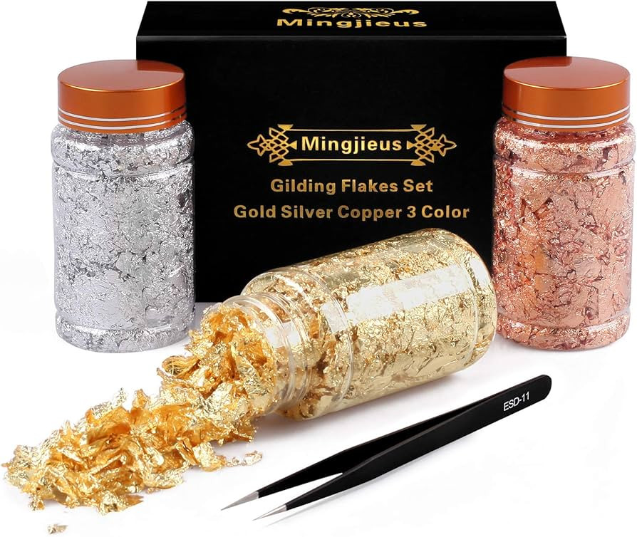 Gilding Flakes Set,Gold Foil Flakes for Resin,3 Bottles Metallic Foil Flakes for Resin Jewelry Ma... | Amazon (US)