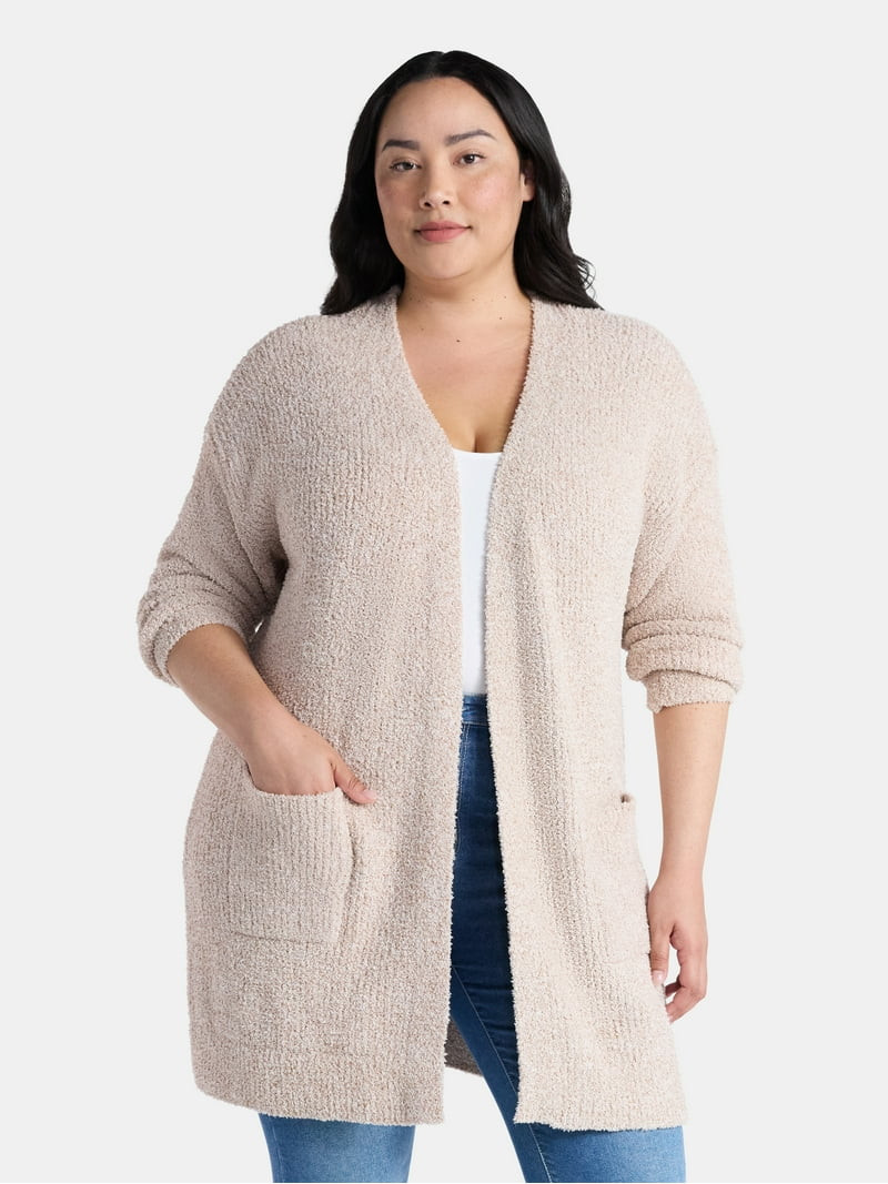 Time and Tru Women’s and Women’s Plus Super Soft Longline Cardigan Sweater, Lightweight, Size... | Walmart (US)