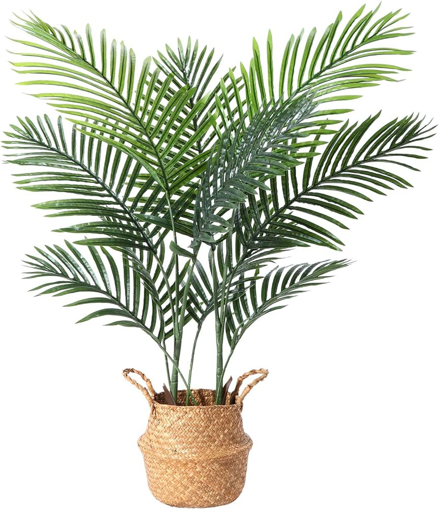 Artificial Palm Trees 3.6 Ft Fake Areca Tree,Tropical Faux Palm Tree with 10 Trunks,Woven Seagras... | Amazon (US)