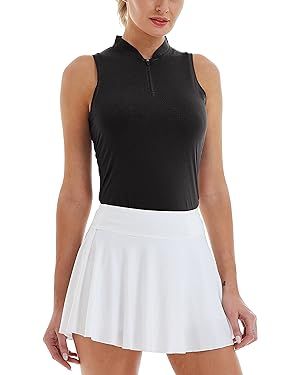 LastFor1 Women's Golf Polo Sleeveless Shirt Zip-Up UPF 50+ UV Protection Athletic Tops Slim Fit Q... | Amazon (US)
